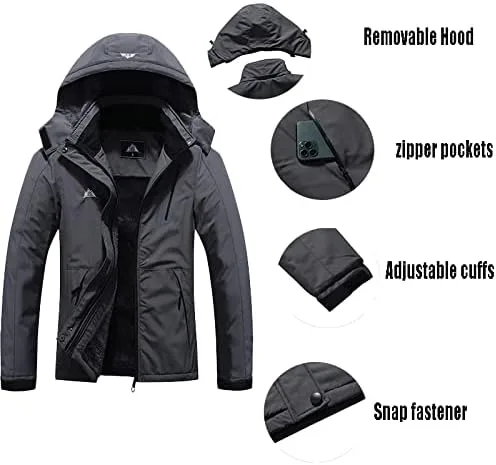 Vista 6 de Chaqueta de esquí impermeable para mujer, resistente al viento, cortavientos, abrigo de nieve cálido con capucha