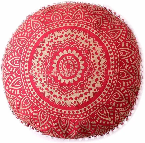 Vista 23 de Cojín otomano con diseño de mandala de langosta, diseño de collage bohemio, decoración de dormitorio, reposapiés, funda de almohada de algodón