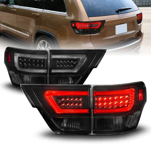 AmeriLite Juego de luces traseras de repuesto para Jeep Grand Cherokee WK2 2011-2013, tubo LED, color negro humo, lado del pasajero y del conductor