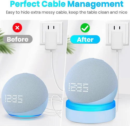 Vista 4 de ZUOLACO Soporte de mesa para Echo Dot 5ª generación, soporte de escritorio para Echo Dot 4ª/5ª generación, soporte base con guía de luz, accesorios