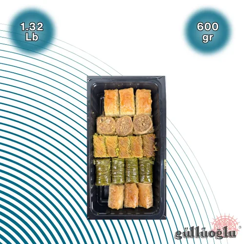 Vista 6 de Gulluoglu Baklava turco, 18 piezas (1.32 lb - 600 gr), 5 surtidos, envío fresco diario desde Estambul/Turquía