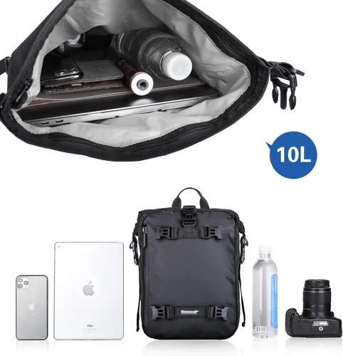 Vista 3 de Rhinowalk Bolsa de alforja para motocicleta 10/20/30L Multifuncional impermeable para asiento trasero, bolsa de maletero