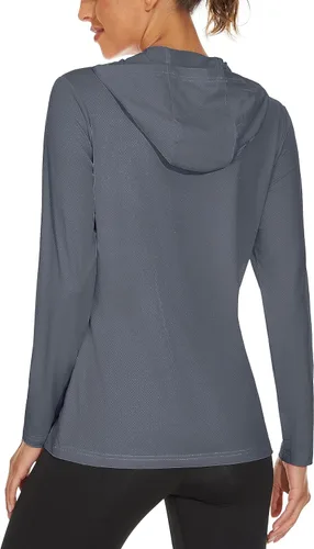 Vista 2 de MAGCOMSEN Camiseta de manga larga con protección UV UPF 50+ para mujer, de secado rápido, protección contra erupciones, al aire libre, senderismo