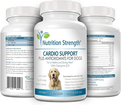 Vista 4 de Soporte cardiovascular para perros más antioxidante, L-carnitina, L-taurina, con coenzima Q10 y vitamina E, promueve un corazón de perro saludable