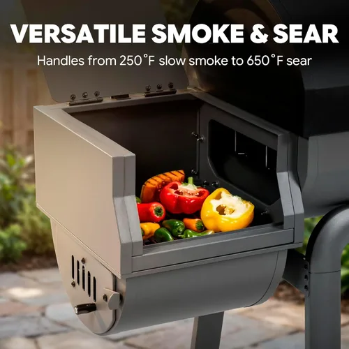 Vista 7 de Barbacoa de carbón con mesa lateral, parrilla de 30 pulgadas resistente para exteriores con área de cocción de 647 pulgadas cuadradas para barbacoas