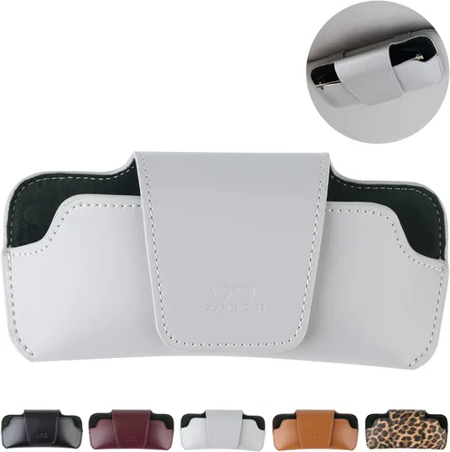 Vista 10 de Soporte para lentes de sol para visera de automóvil, funda de cuero vegano para lentes con clip, accesorios para visera interior automotriz