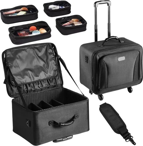 Vista 12 de VEVOR Makeup Train Case Professional Makeup Storage Organizer Box Make Up Carrier for Women and Girls