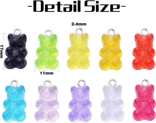 Vista 3 de Colorful Gummy Resin Bear Charms Pendants Candy Gummy Bear Charms Jewelry Making Finding Accessory for DIY Necklace Earrings Bracelet