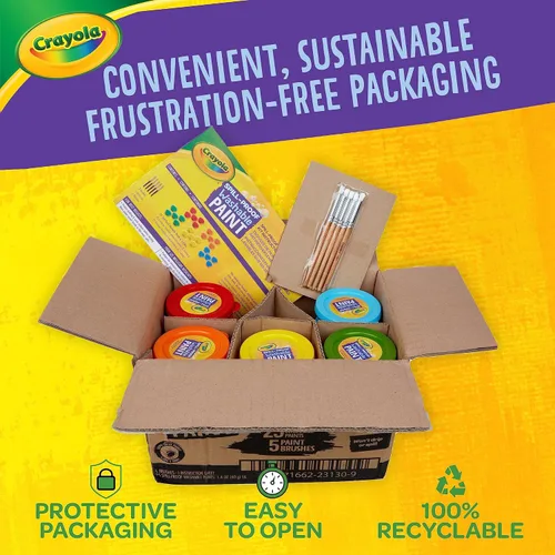 Vista 4 de Crayola Juego de Pintura a Prueba de Derrames (25 unidades), Pintura Lavable para Niños, Suministros de Manualidades para Niños, Regalo Navideño