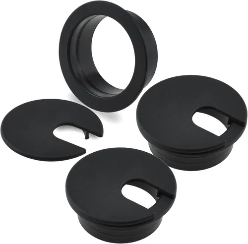 Vista 8 de SDTC Tech Paquete de 3 organizadores de cables de plástico negro con ojales de 1 pulgada para escritorio