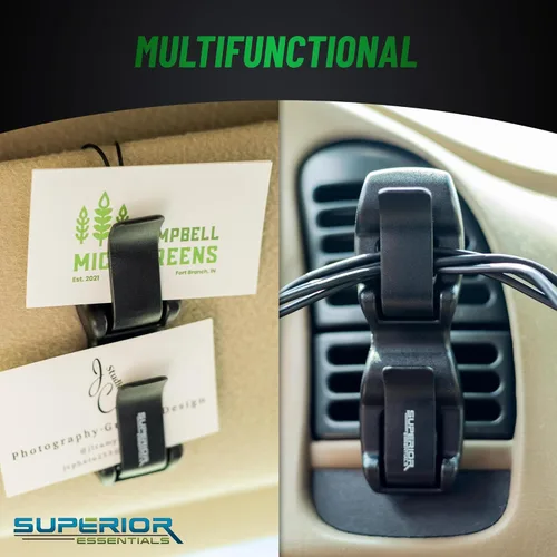 Vista 6 de Superior Essentials Soporte para lentes de sol para visera de automóvil, soporte para lentes de sol con doble extremo, soporte universal para lentes