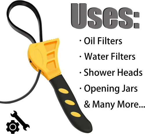 Vista 3 de 2 piezas de correa de goma ajustable llave de filtro de aceite llave de silicona para abridor de tarros llave para mecánicos, fontaneros, uso