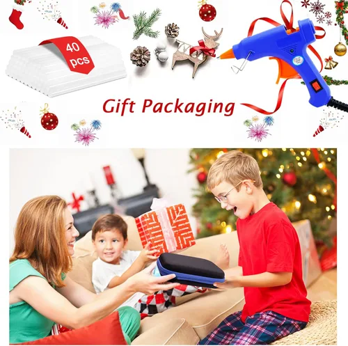 Vista 3 de Kit de pistola de pegamento caliente, 40 barras de pegamento para pistolas de pegamento mini con estuche de transporte de carcasa dura