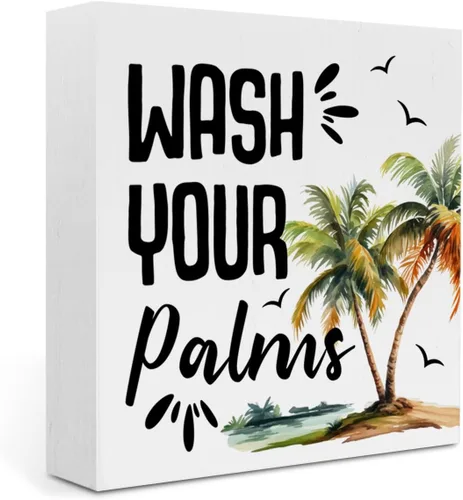 Vista 22 de Beach Bathroom Decor Bathroom Rules Starfish Summer Decorations Wooden Box Sign for Home Office Farmhouse Table Shelf