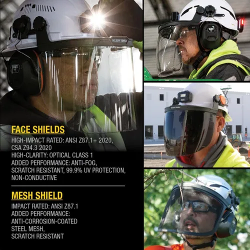 Vista 5 de Klein Tools Face Shield for Safety Helmet and Cap-Style Hard Hats, Impact Rated, Anti-Fog, Low-Profile Design for Grinding