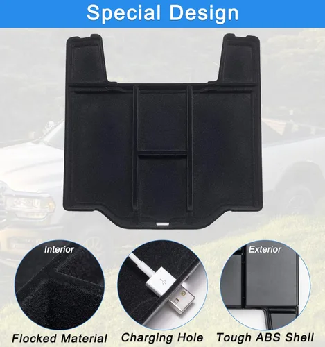 Vista 6 de PIMCAR Organizador de Consola Central Mejorado con Forro de Flocado Interior Compatible con Dodge RAM 1500 2500 3500 2019-2025 2026