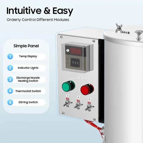 Vista 5 de Máquina de llenado de mezcla de agitación de calefacción automática comercial de 15L/4Gal, máquina de llenado de lápiz labial 110v 1500w