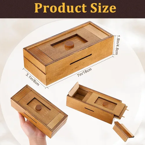 Vista 2 de Yilloog 2 piezas Caja de rompecabezas de madera de Navidad con compartimentos ocultos, caja de dinero de madera para tarjeta de regalo, caja secreta