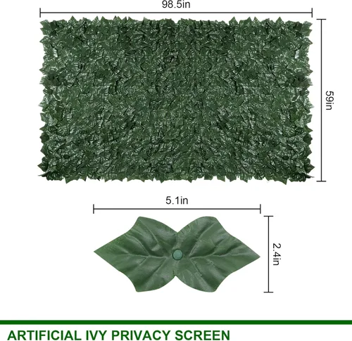 Vista 4 de Valla de Privacidad de Hiedra Artificial, U'Artlines Valla de Setos Artificiales Resistente y Pantalla de Decoración de Hojas de Vid de Hiedra