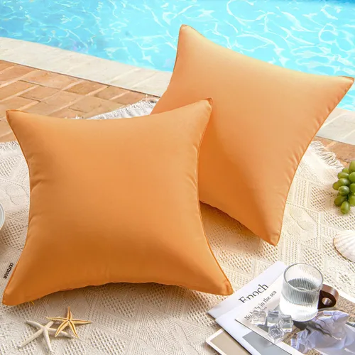 Vista 28 de MIULEE - Paquete de 2 fundas de cojín decorativas, impermeables; para usar en exteriores, jardín, patio, tienda de campaña, sofá, decoraciones