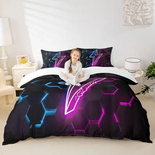 Vista 23 de Manfei Juego de ropa de cama geométrica azteca para niñas, tamaño individual, juego de funda de edredón étnica tribal del suroeste, funda de edredón