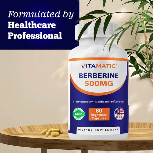 Vista 5 de Vitamatic Suplemento de berberina de 500 mg, 60 cápsulas vegetales, fabricado en los Estados Unidos, sin gluten, sin OMG (1 botella)