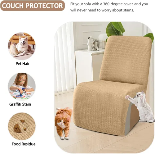 Vista 6 de ALIECOM Fundas 100% impermeables para sofá seccional reclinable, forma de L, elásticas, para esquina, funda para sofá seccional reclinable, lavable