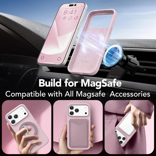 Vista 1424 de GONEZ Funda magnética para iPhone 14, compatible con Magsafe, con protector de pantalla + protector de cámara, forro de microfibra antiarañazos