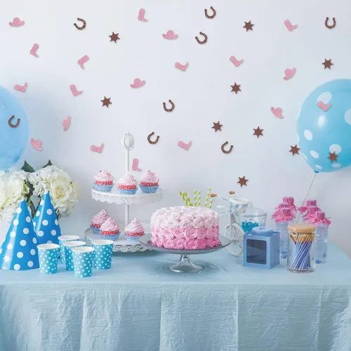 Vista 5 de Confeti de vaquera con purpurina, temática occidental, cumpleaños, baby shower, boda, despedida de soltera, decoración de mesa de despedida