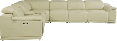 Vista 381 de BlackJack Furniture Venice - Sofá modular de cuero italiano de grano superior de 5 piezas con 3 reclinables eléctricos, reposacabezas ajustable