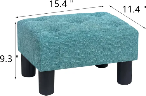 Vista 42 de Adeco 15.4" Small Footstool Ottoman for Footrest, Modern Rectangle Step Stool Extra Seating with Non-Skid Plastic Legs for Living Room, Couch, Brown