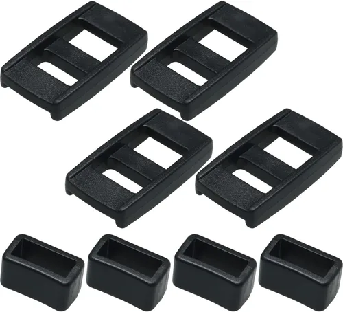 MEETOOT 4PCS correa de cámara ajustar hebilla con soporte de plástico para correas de cámara Accesorios de equipaje, Negro -