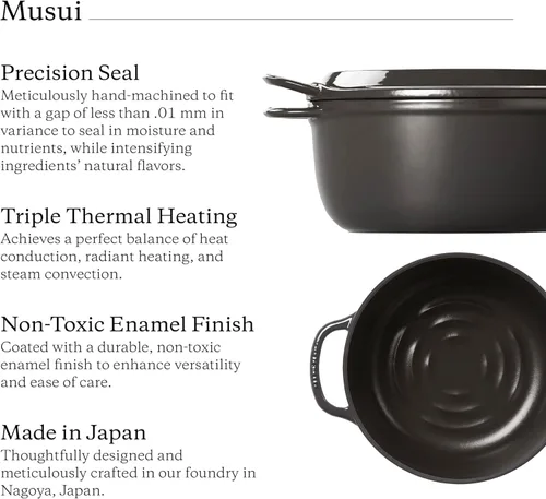 Vista 4 de Vermicular Musui–Kamado (RICEPOT) Cocina de inducción de hierro fundido Multicocina de precisión Arrocera japonesa Olla de cocción lenta