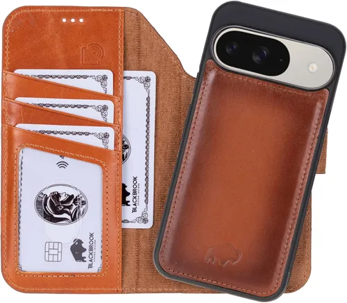 Vista 22 de BLACKBROOK Juego de funda y cartera magnética desmontable 2 en 1 para iPhone 13 Pro Max, cartera desmontable de cuero de grano completo Carter
