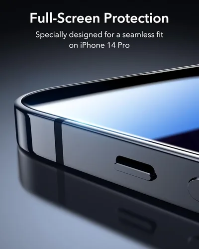 Vista 7 de ESR Paquete de 3 para iPhone 14 Pro Protector de Pantalla de Privacidad, Protector de Pantalla de Privacidad de Vidrio Templado Anti-espía