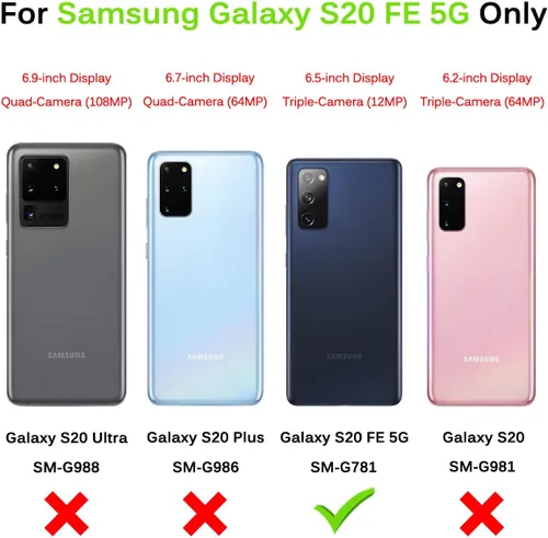 Vista 2 de Hocase Funda para Galaxy S20 FE 5G, resistente a prueba de golpes, goma de silicona suave, funda protectora híbrida de plástico duro para Samsung