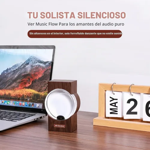 Vista 4 de ClocTeck Visualizador de Ferrofluido, Ferrofluido Bailarín con Ritmo, Altavoz de Música de Fluido Magnético, Decoración de Escritorio