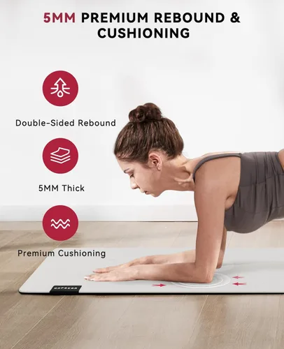 Vista 4 de HAPBEAR Large Yoga Mat 72"x30" - 5mm Thick PU Top & Rubber Bottom - Non-Slip Wide Exercise Mat with Dual Layers - High Shock Absorption for