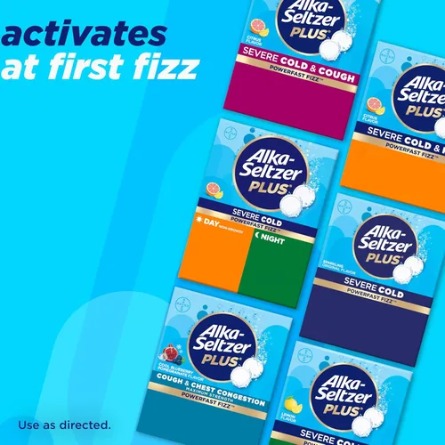 Vista 6 de Alka-Seltzer Plus Severo, Medicamento para el Resfriado y la Gripe, Tabletas Efervescentes de Cítricos, Congestión Nasal y Sinusal, Estornudos