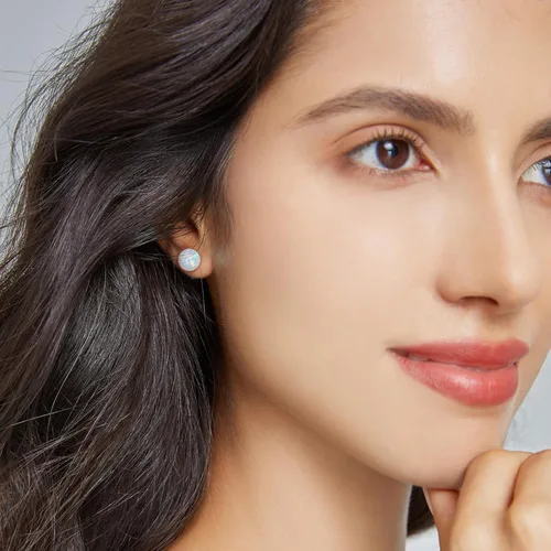 Vista 54 de Natural Stone Stud Earrings for Women 8mm Sterling Silver Genuine Gemstone Earrings Handmade Sterling Silver Crystal Stud Earrings for Women