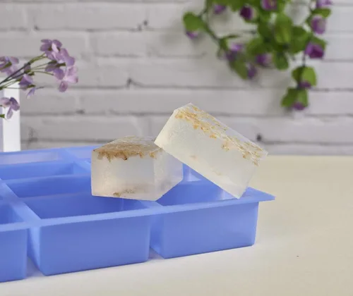 Vista 6 de Molde de jabón de silicona rectangular grueso de 4 onzas, molde de jabón de 12 barras para hacer jabón, grueso y duradero con lados planos y líneas