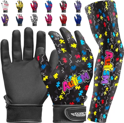 Guantes de bateo para jóvenes de Exxact Sports con mangas para brazos para niños y niñas, guantes de béisbol para niños para bateo de sóftbol, T-Ball