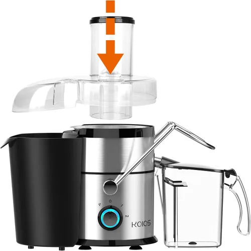 Vista 4 de KOIOS Pieza de repuesto para exprimidor centrífugo, tubo de alimentación y tapa, compatible con máquinas exprimidoras centrífugas KOIOS JE-70.