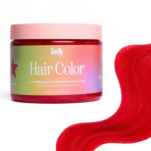 Vista 17 de INH Tinte semipermanente para el cabello, acondicionador de depósito de color, tinte de cabello morado oscuro amatista, sin blanqueador, sin