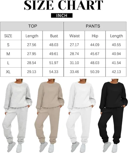 Vista 7 de AUTOMET Conjunto de 2 piezas para mujer, sudadera de gran tamaño, pantalones deportivos holgados con bolsillos