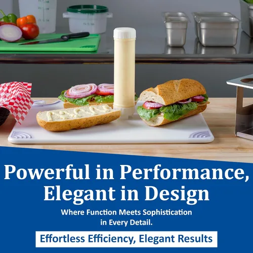 Vista 4 de San Jamar Ez Kleen - Botella de plástico para salsa con válvula mediana para salsas gruesas y salsas, 16 onzas, color blanco (paquete de 12)