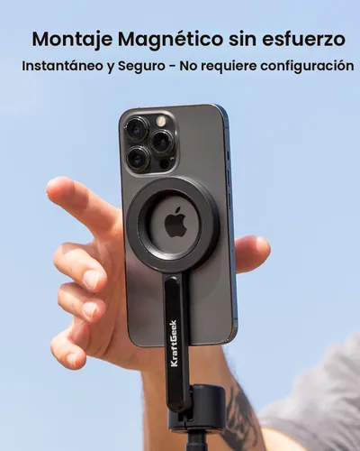 Vista 2 de KraftGeek Trípode magnético para teléfono con MagSafe para iPhone, trípode de 64 pulgadas con soporte para selfie y grabación de video, vlogging