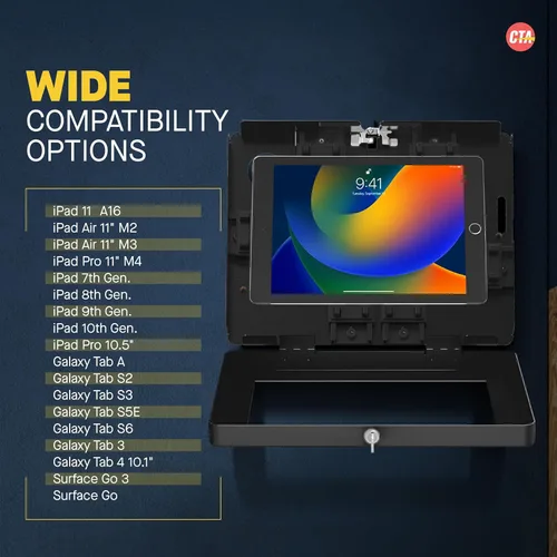 Vista 4 de Soporte de pared para iPad con bloqueo – Soporte de pared antirrobo CTA para iPad de 10.9 pulgadas – iPad 7ª/8/9 Gen – iPad Air 4 – Galaxy Tab