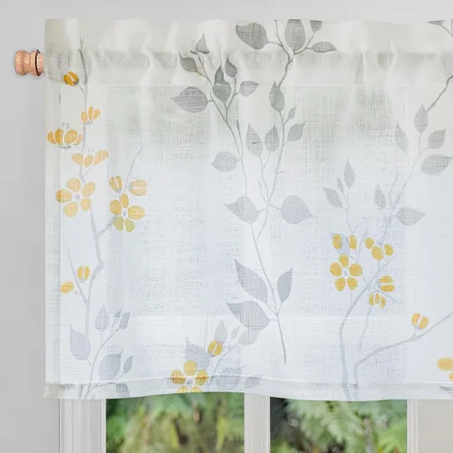 Vista 28 de Beauoop 2 paneles de cortinas semitraslúcidas de lino floral de 54 pulgadas de largo, para sala de estar o dormitorio, cortinas rústicas con textura