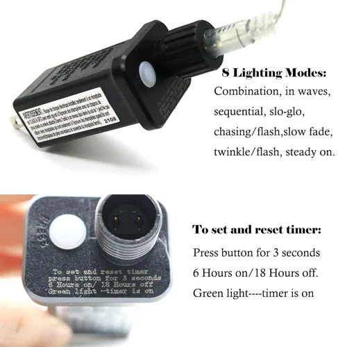 Vista 5 de Transformador LED de 8 modos de luz LED de 12 V, fuente de alimentación de clase 2, transformador de bajo voltaje, adaptador de enchufe de EE. UU.